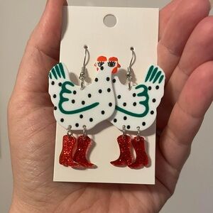Polkadot chicken earrings